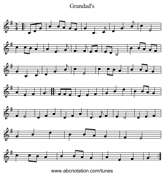 Grandad's - staff notation
