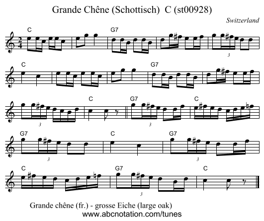 Grande Chêne (Schottisch) C (st00928) - staff notation