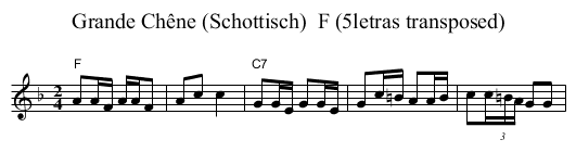 Grande Chêne (Schottisch)  F (5letras transposed) - staff notation