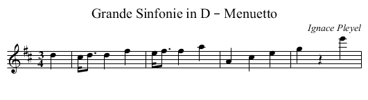 Grande Sinfonie in D – Menuetto - staff notation