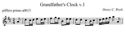 Grandfather's Clock v.1 - staff notation