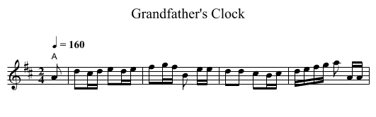 Grandfather's Clock - staff notation