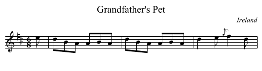 Grandfather's Pet - staff notation