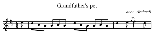 Grandfather's pet - staff notation