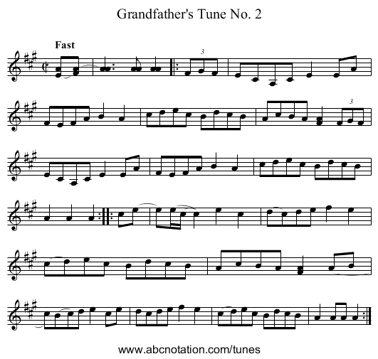 Grandfather's Tune No. 2 - staff notation