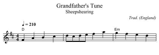 Grandfather's Tune - staff notation