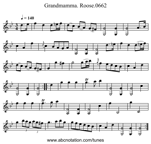 Grandmamma. Roose.0662 - staff notation