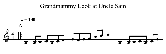 Grandmammy Look at Uncle Sam - staff notation