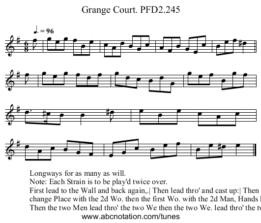 Grange Court. PFD2.245 - staff notation