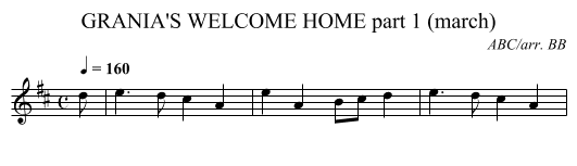 GRANIA'S WELCOME HOME part 1 (march) - staff notation
