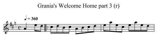 Grania's Welcome Home part 3 (r) - staff notation