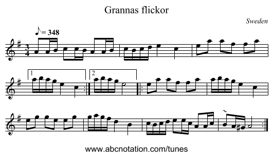 Grannas flickor - staff notation