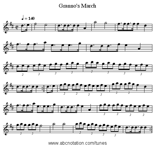 Granno's March - staff notation