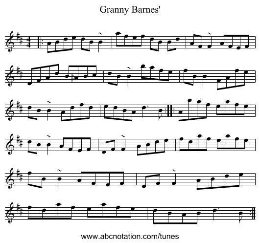 Granny Barnes' - staff notation