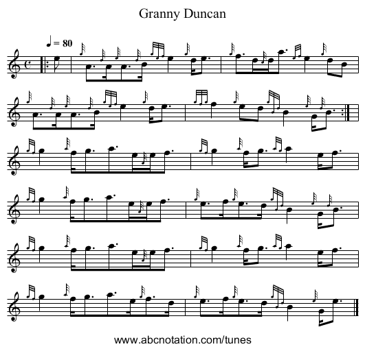 Granny Duncan - staff notation