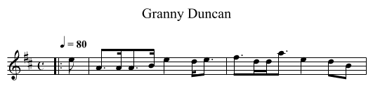 Granny Duncan - staff notation