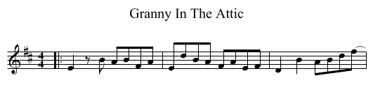 Granny In The Attic - staff notation