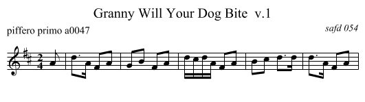 Granny Will Your Dog Bite  v.1 - staff notation