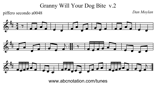 Granny Will Your Dog Bite  v.2 - staff notation