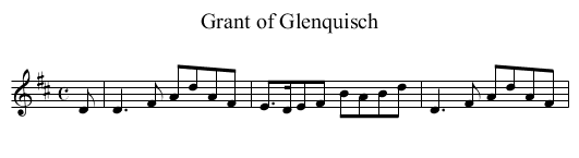 Grant of Glenquisch - staff notation