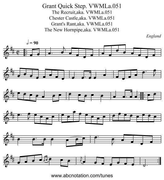 Grant Quick Step. VWMLa.051 - staff notation