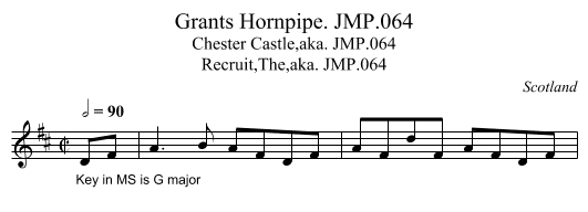 Grants Hornpipe. JMP.064 - staff notation