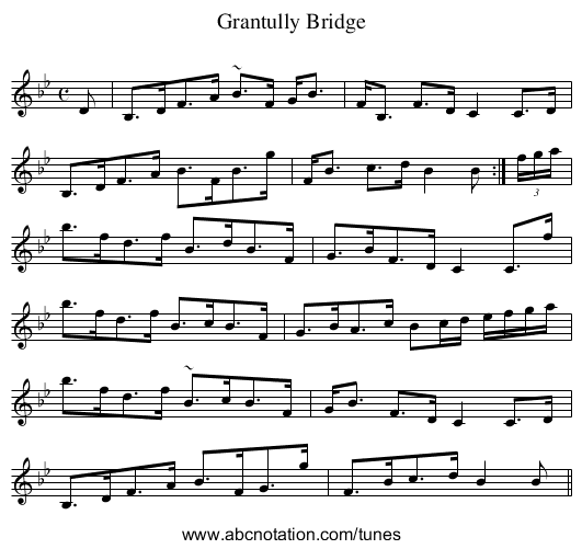 Grantully Bridge - staff notation