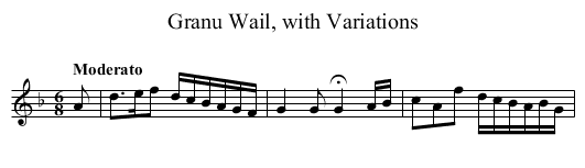 Granu Wail, with Variations - staff notation