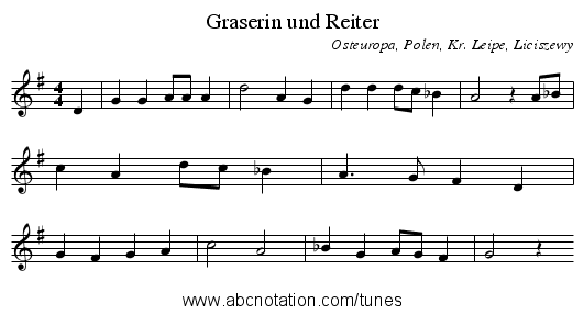 Graserin und Reiter - staff notation