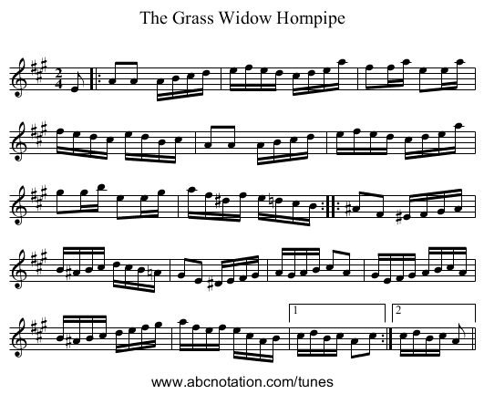 Grass Widow Hornpipe, The - staff notation