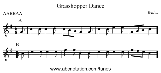 Grasshopper Dance - staff notation