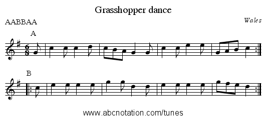 Grasshopper dance - staff notation