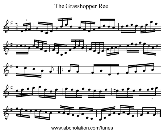 Grasshopper Reel, The - staff notation
