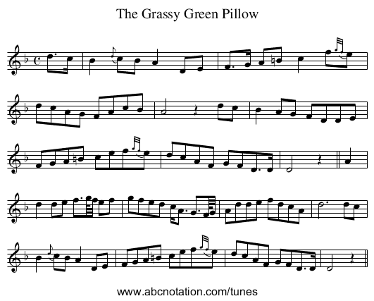 Grassy Green Pillow, The - staff notation