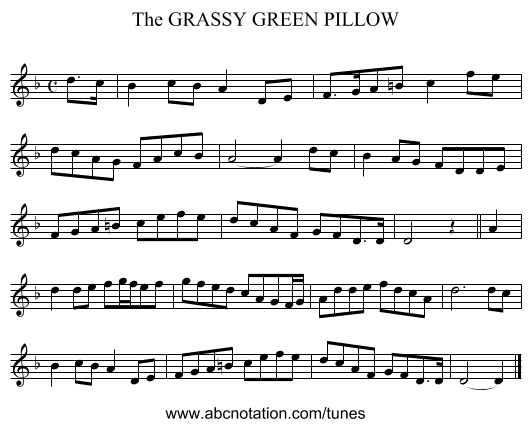 GRASSY GREEN PILLOW, The - staff notation