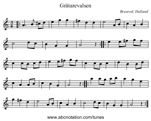 Gråtarevalsen - staff notation