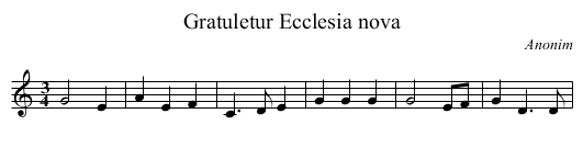 Gratuletur Ecclesia nova - staff notation