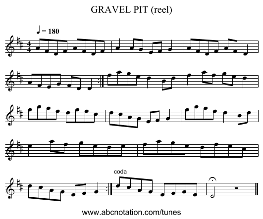 GRAVEL PIT (reel) - staff notation