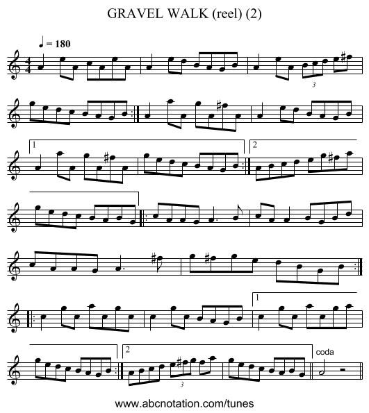 GRAVEL WALK (reel) (2) - staff notation
