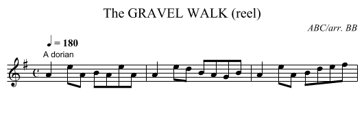 GRAVEL WALK (reel), The - staff notation