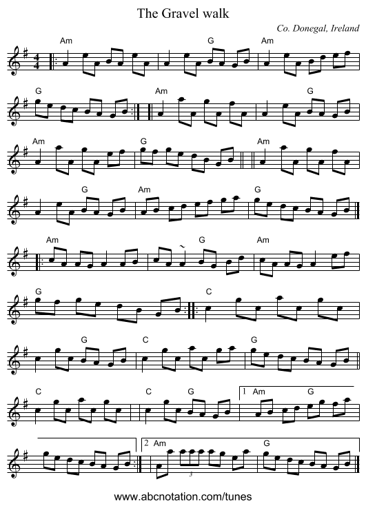 Gravel walk, The - staff notation