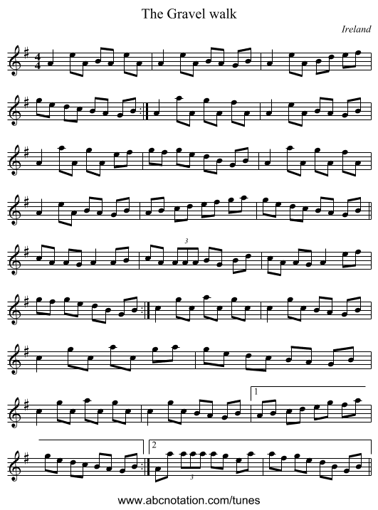 Gravel walk, The - staff notation