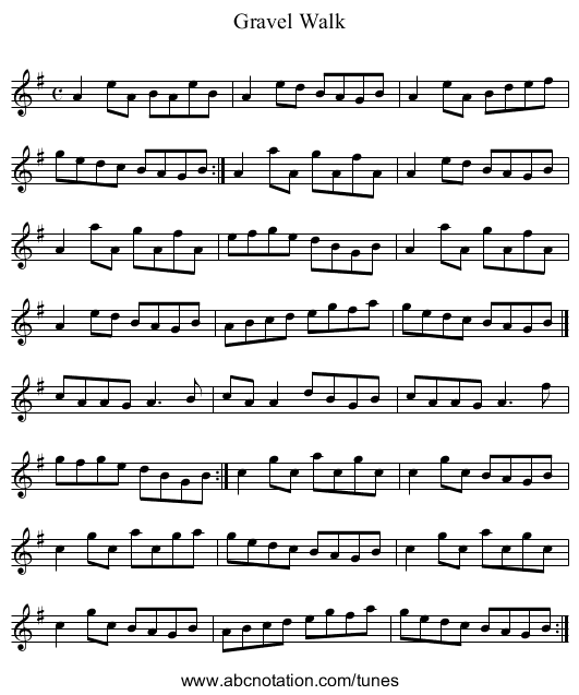 Gravel Walk - staff notation