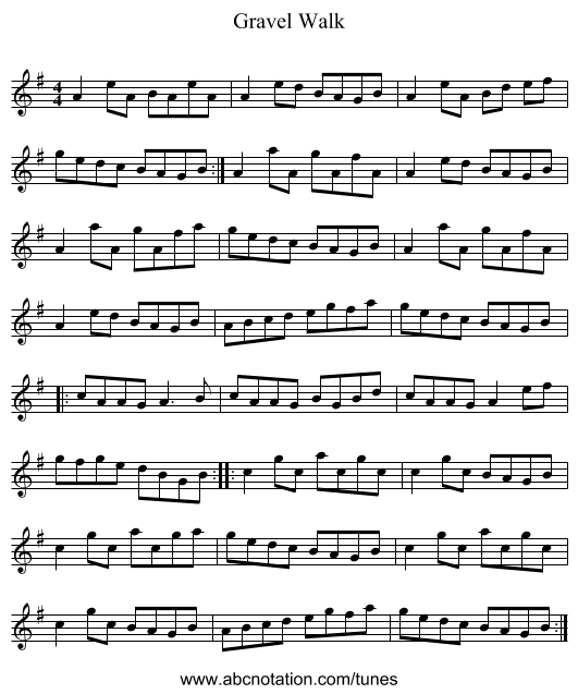 Gravel Walk - staff notation