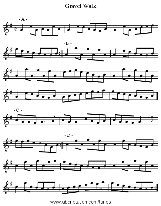 Gravel Walk - staff notation