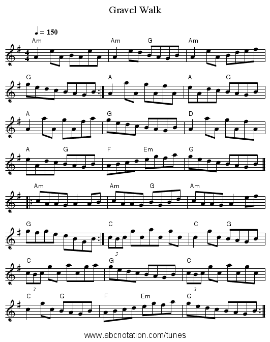 Gravel Walk - staff notation