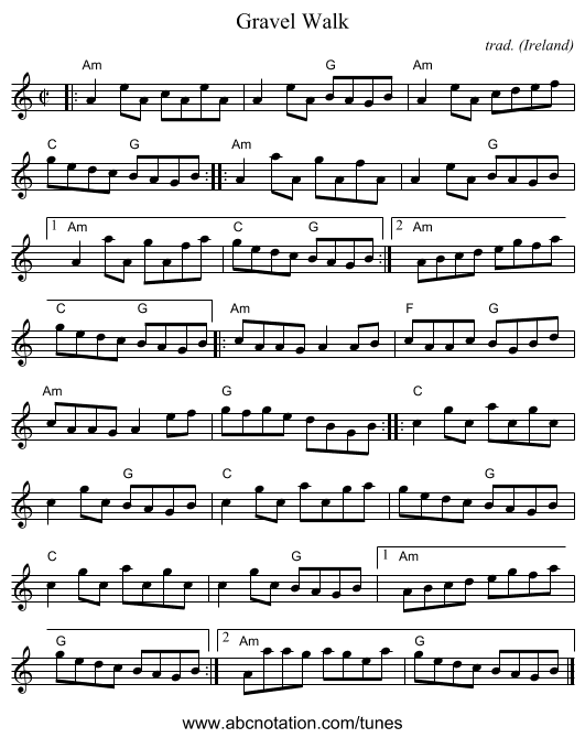 Gravel Walk - staff notation