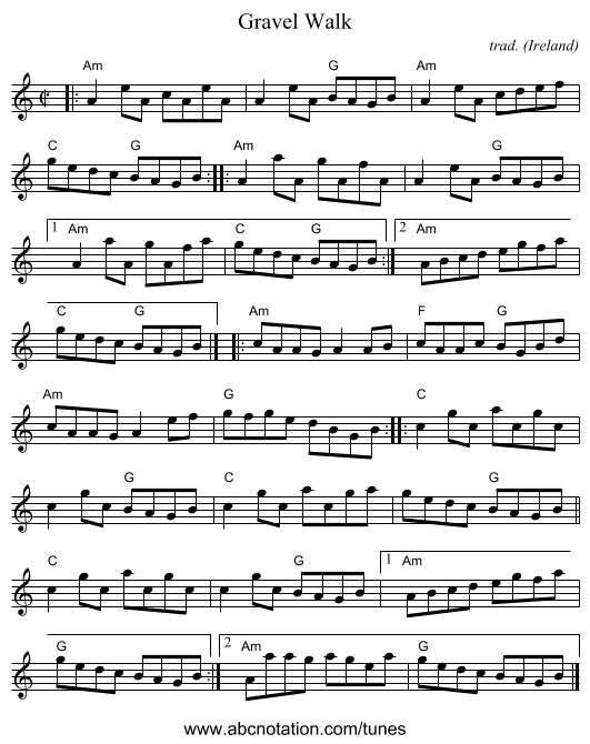 Gravel Walk - staff notation