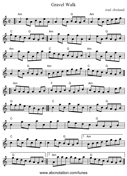 Gravel Walk - staff notation