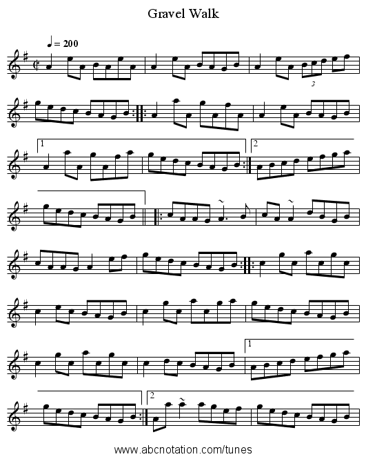 Gravel Walk - staff notation